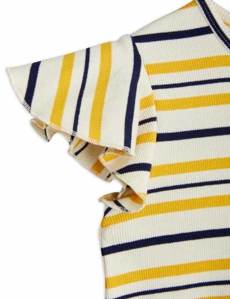 MINI RODINI Kleid Rib Streifen - gelb